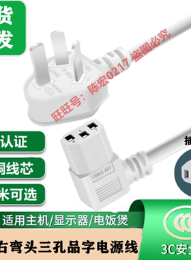 适用ECOVACS科沃斯t20 T30PRO X5 x2pro扫地机器人三插头孔电源线