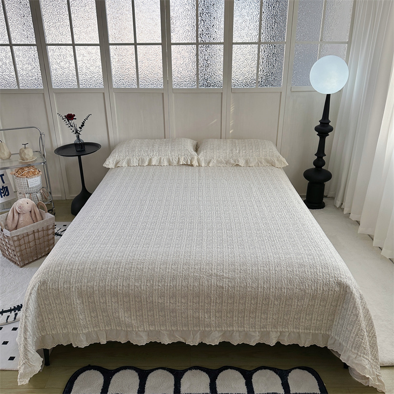 2024新款全棉法式棉花床蓋三件套