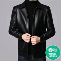 短款翻领黑色单皮