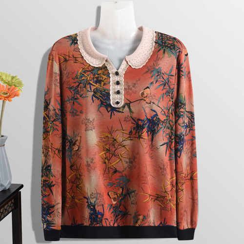 上衣中老年春秋大码遮肚翻领时尚