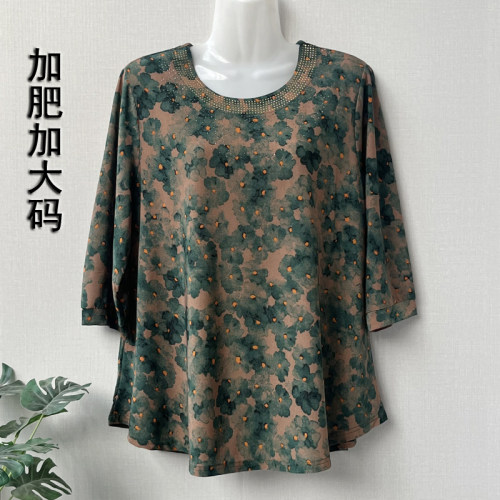 妈妈大码夏装新款中袖小衫上衣