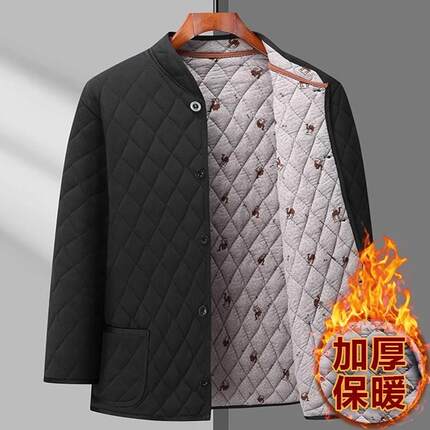 爸爸冬装棉衣中老年人男新款加绒加厚内穿小棉袄爷爷保暖棉服内胆