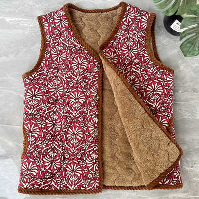 新款加绒棉马甲中老年妈妈装