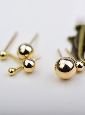 韩国10k/14k立体小金球转运珠耳钉 时尚气质简约迷你耳骨钉单只女