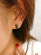 首尔k金纯10k 简约黑色宽面耳圈耳扣女单只 14k金黄金首饰耳环时尚