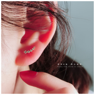 耳饰耳钉单只 锆石镶嵌闪亮个性 首尔k金纯10k 14k金黄金耳钉