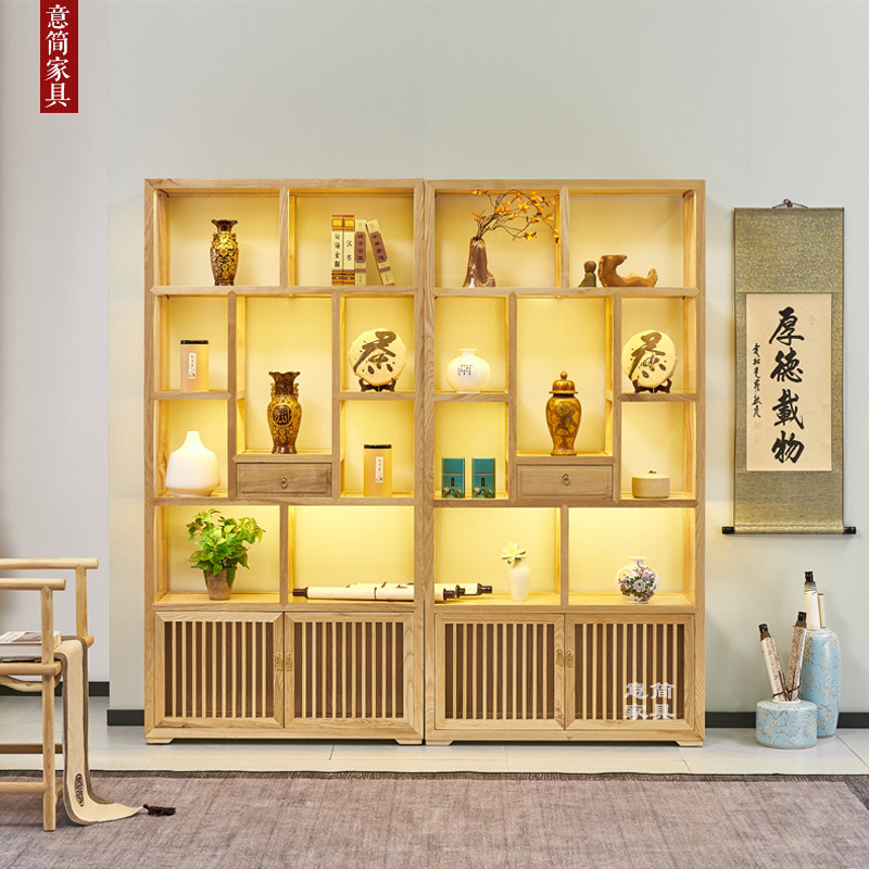 实木多宝阁中式博古架展示柜多宝阁置物架多层茶具茶室茶叶架货架