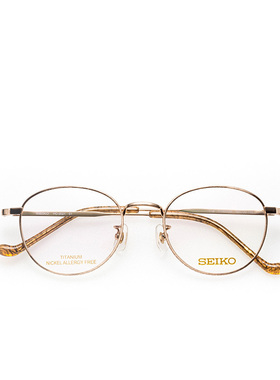 精工近视钛材眼镜框超轻复古圆框男款眼睛框女可配眼镜片HC3021