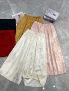 2026春高端定人丝交织提花阔腿裤9分女轻奢品质百搭裙裤