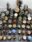 天然水晶球绿幽灵球摆件兔毛发晶球摆件饰品球直播专拍链接