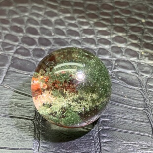 天然巴西花幽灵球发晶共生水晶粉幽灵红绿幽灵发晶水晶球摆件