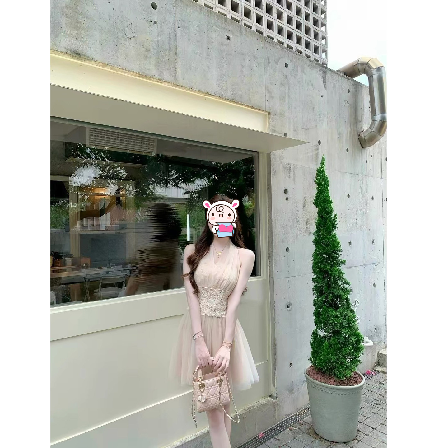云清雾风 纯欲网纱拼蕾丝连衣裙女多种穿法芭蕾风收腰蓬蓬裙夏