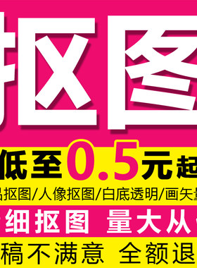 抠图P图片处理白底换背景透明底批量产品扣图修图去水印画矢量图