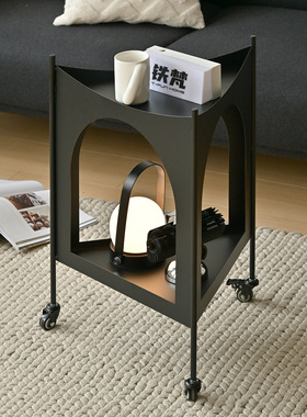 铁梵沙发边几可移动边桌客厅推车边柜迷你小茶几黑色创意阳台桌子