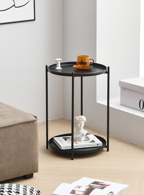 铁梵 ins风小圆桌卧室床头桌子沙发边几铁艺边桌极简阳台迷你茶几