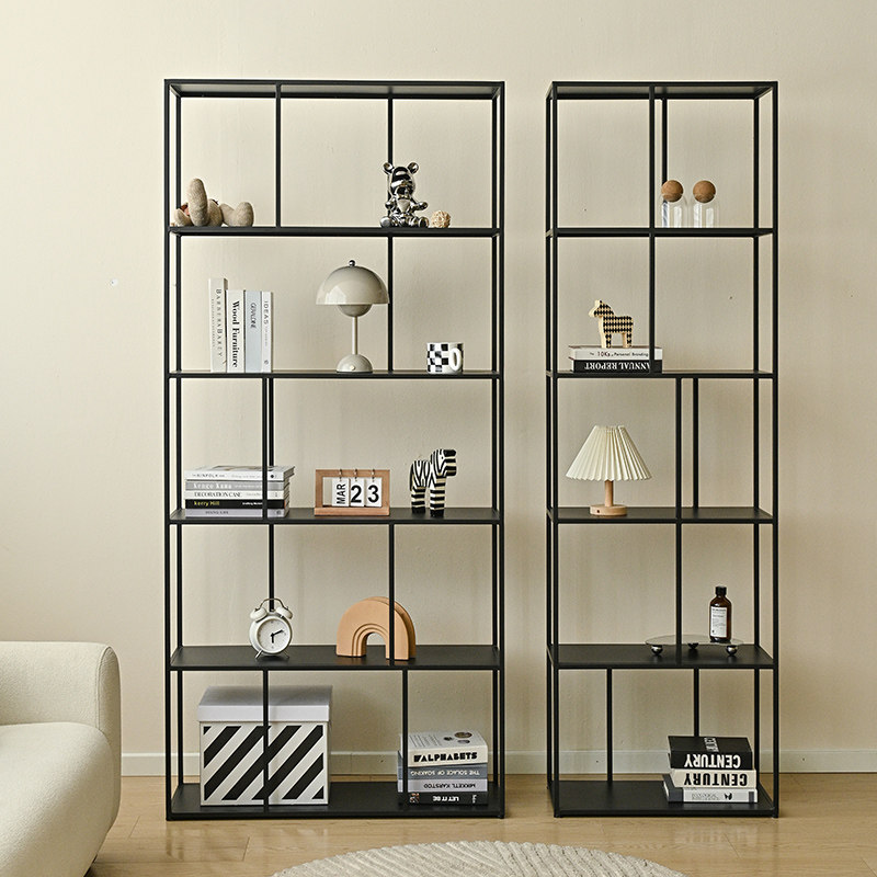 客厅落地铁艺书架多层网红摆件置物架一体靠墙固定创意办公室书柜,住宅家具,书架,淘宝优惠券,粉丝福利购,淘宝优惠卷