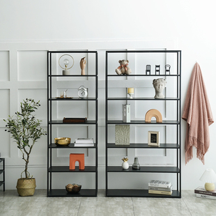 铁梵 铁艺置物架办公室书架隔断房间展示架书房铁架子收纳陈列架