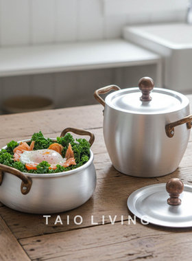 意大利Ottinetti圆轻食锅纯铝红铜手柄轻炖锅家用1人份小锅煮汤锅