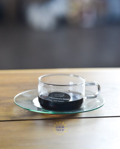 德国制JENA耐热玻璃带碟咖啡杯套装茶杯碟办公家用复古设计Linea