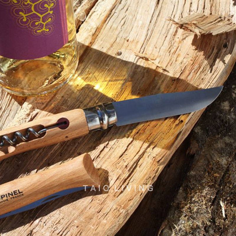 法国制造Opinel 10号随身折叠双用露营野餐切水果奶酪红酒开瓶器