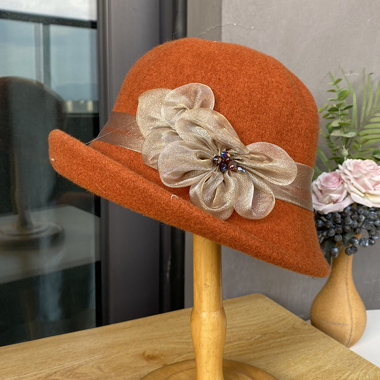 秋冬韩版半卷羊毛呢针织渔夫帽子百搭显脸小盆帽女士气质小沿礼帽