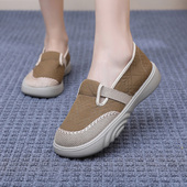 透气妈妈鞋 子软底舒适一脚蹬老北京布鞋 时尚 新款 百搭亚麻女士单鞋