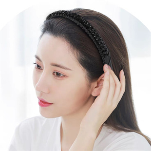 黑色密齿发窟头箍麦穗发箍女洗脸用刘海发卡简约压发防滑带齿发夹
