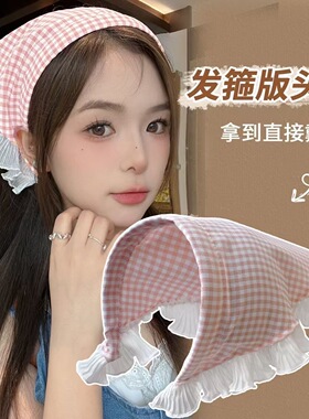 网红法式碎花头箍式一体三角巾