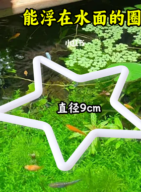 鱼缸鱼食漂浮喂食圈悬浮鱼儿投食圈五角星月亮水族箱漂浮白色圈圈