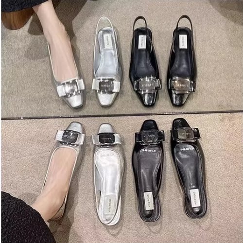 专柜折扣法式包头凉鞋女低跟粗跟后空仙女风配裙子KD241323-5A