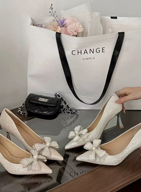 专柜商场撤柜断码尖头细跟高跟鞋时尚闪闪洋气单鞋女516-38