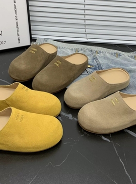 真皮！专柜商场撤柜断码厚底勃肯外穿包头半拖鞋女M12-6563-1