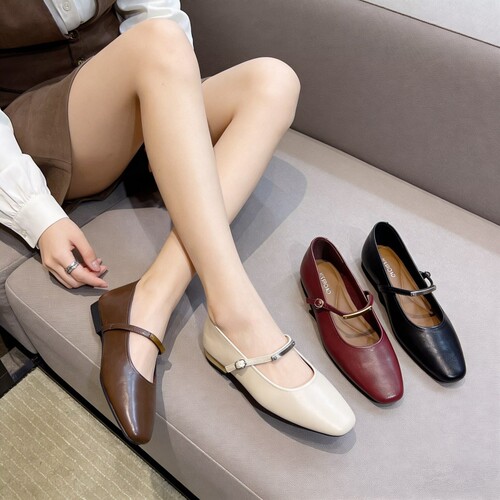 法式方头浅口单鞋玛丽珍鞋