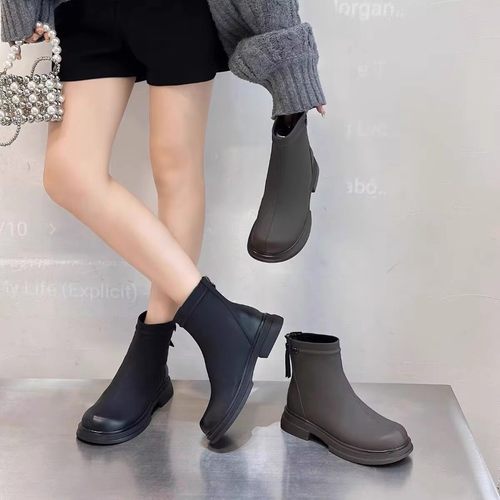 专柜折扣商场撤柜女鞋平底秀气短靴女瘦瘦靴百搭舒适M1-6080-15A