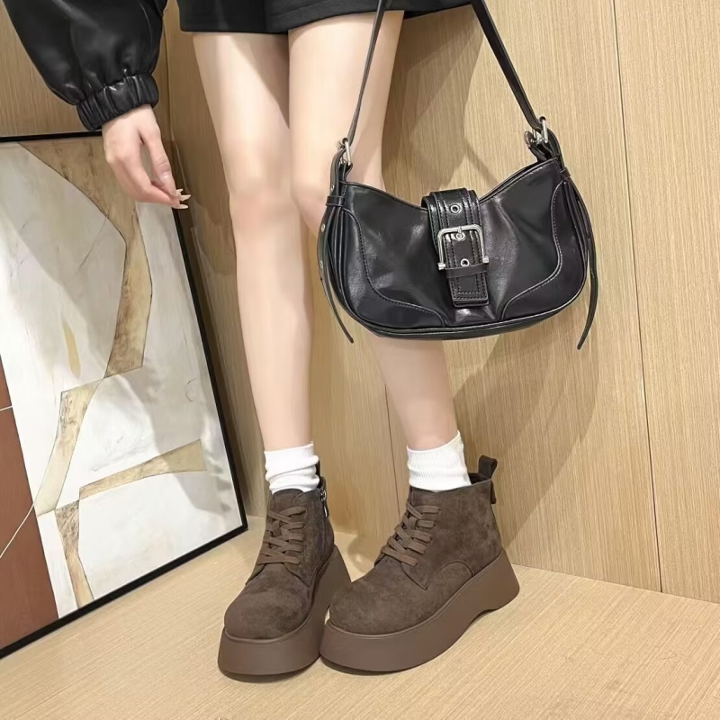 真皮！勃肯靴！专柜女鞋平底厚底短靴女时尚洋气百搭Z522611-6A
