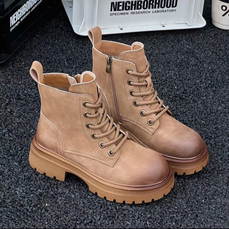 真皮厚底增高时尚百搭马丁靴