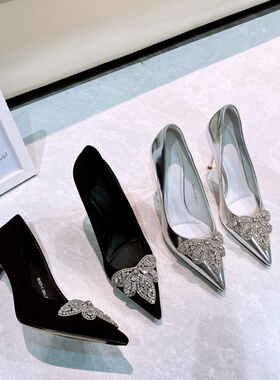 气质名媛款！专柜折扣女鞋细跟高跟尖头单鞋女水钻洋气D813275-6
