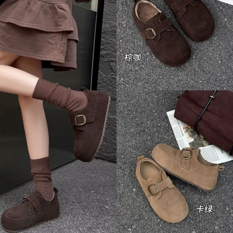 真皮加绒！商场撤柜断码厚底一字带保暖舒适勃肯鞋女Z8-315269A