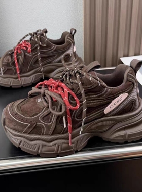 真皮老爹鞋女！专柜商场撤柜断码时尚高货厚底休闲鞋女M03372-20