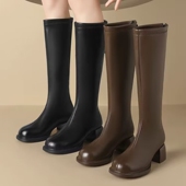 不过膝 专柜折扣撤柜新款 女鞋 粗跟骑士靴 长筒靴子女D993708