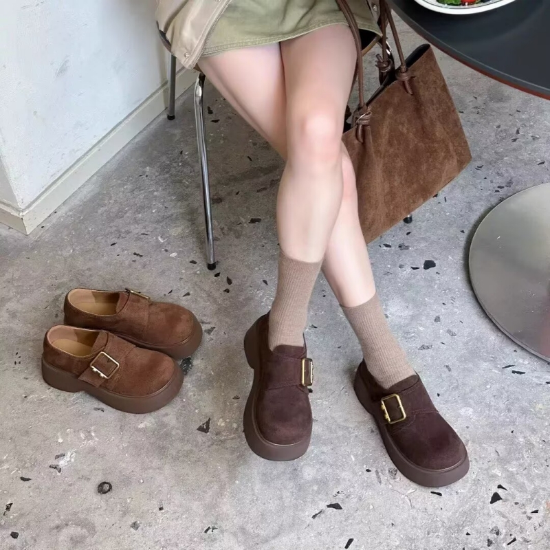 真皮！断码厚底增高乐福鞋