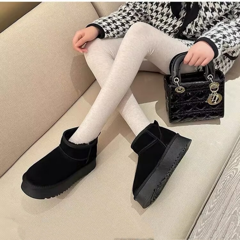 真皮！厚底雪地靴！专柜商场撤柜女鞋短靴女冬季加绒保暖Z5859