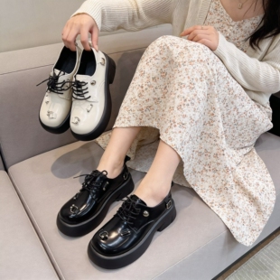 真皮牛皮！系带厚底乐福鞋！专柜商场断码特价新款女鞋M6557753