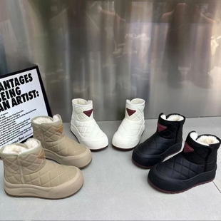 真皮！秀气厚底雪地靴女！专柜女鞋短靴女加绒保暖洋气Z2-038863A