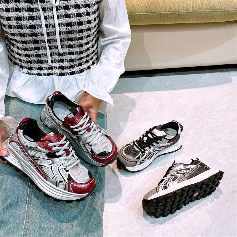 拼色休闲透气网面阿甘鞋百搭厚底