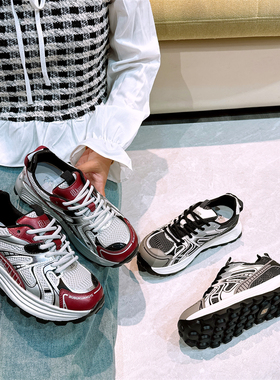 真皮！厚底阿甘鞋韩版拼色百搭网面透气超火休闲老爹鞋Z2-03619