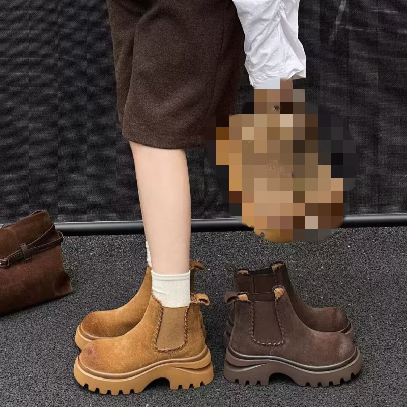 真皮擦色！专柜商场撤柜断码厚底圆头马丁靴烟筒靴女Z7-53689-3A