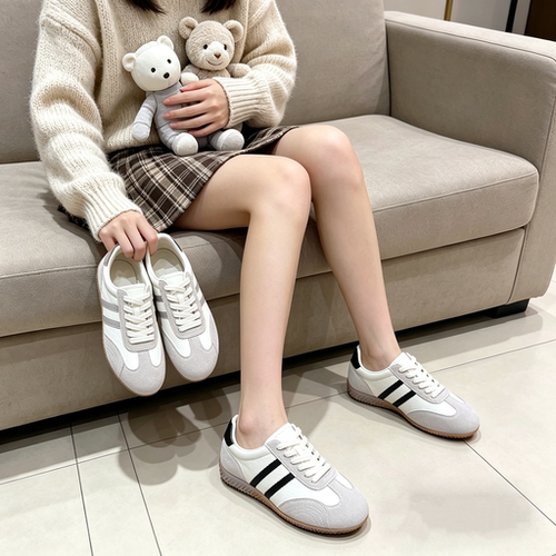 真皮！专柜商场撤柜断码软底舒适显脚小休闲德训鞋女M57-6222-6