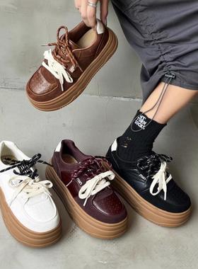 真皮！专柜商场撤柜断码女鞋平底厚底时尚板鞋休闲鞋女M2-77162-5