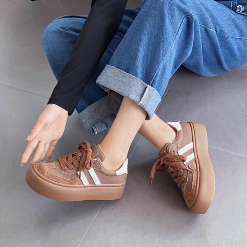 真皮！厚底德迅鞋！专柜断码特价女鞋洋气时尚休闲鞋女Z6-20022-1